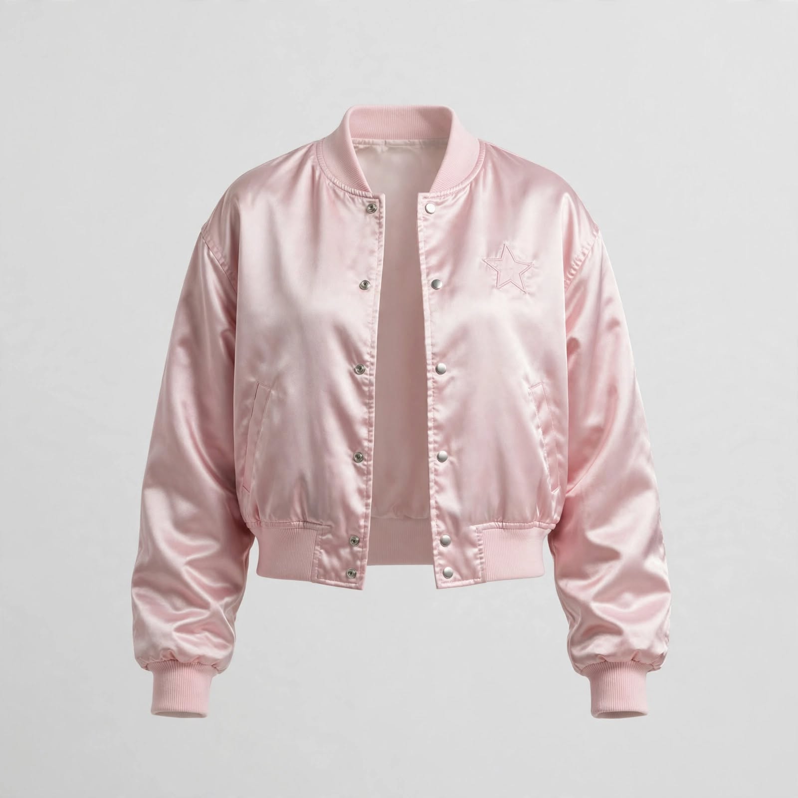 Cropped Satin Varsity Jacket
